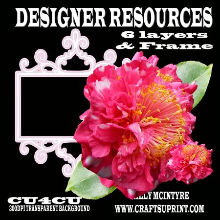 Designer Resource Hot Pink Ruffled Camelia