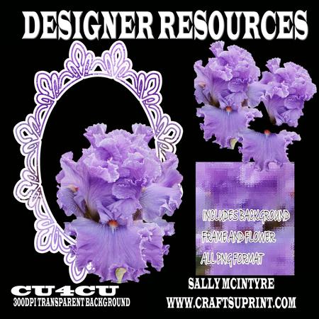 Lilac Bearded Iris Png 3 Layers ,frame and Background