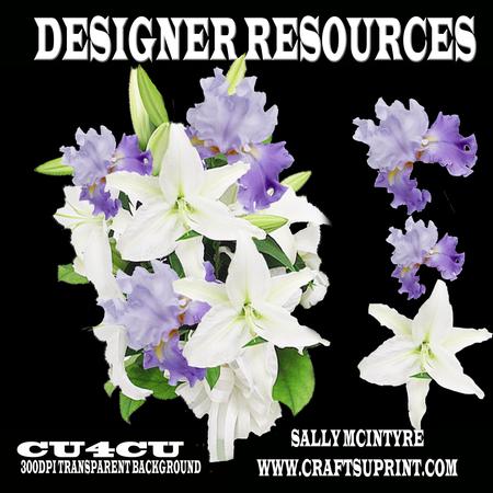 White Lily Bouquet with 3D Flowers