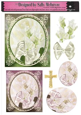 Pale Roses Gold Cross Suit Anniversary, Sympathy,religious