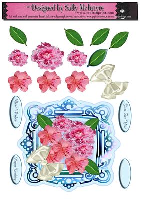 Blue for You, Pretty Floral 3D Card