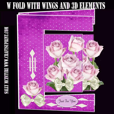 W Fold Hot Pink and Roses Easy with Instructions