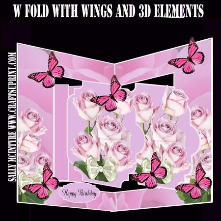 W Fold Pastel Roses in Pink Easy with Instructions