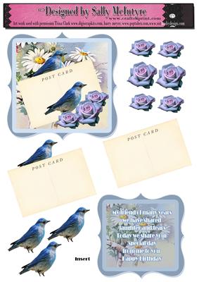 Blue Birds Flying Free, with Verse