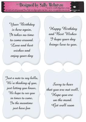 Inserts for Cards Birthday Get Well Thinking of You