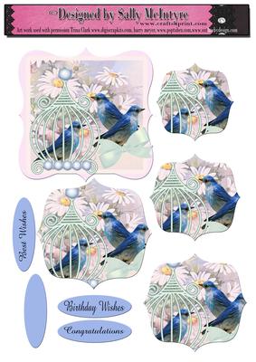 Vintage Blue Birds Pyramid