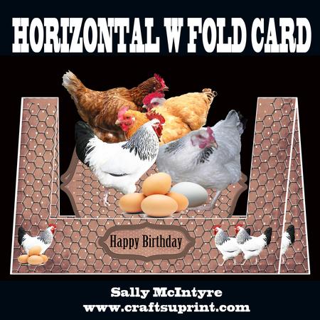 Horizontal W Fold Just Chickens