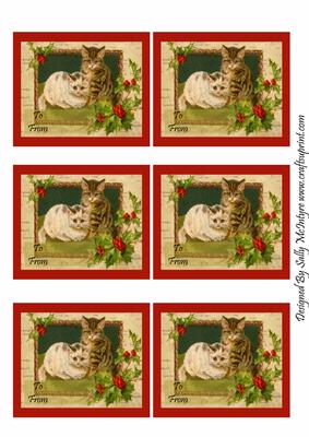 Cute Cat Gift Cards with to and From