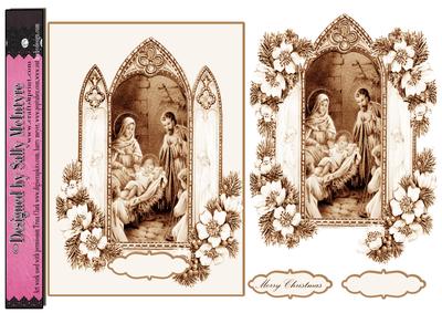 Sepia Baby Jesus in the Manger Vintage Christmas
