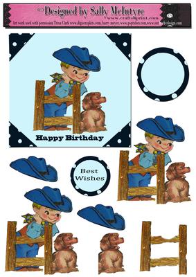 Farm Boy Vintage 3D Card