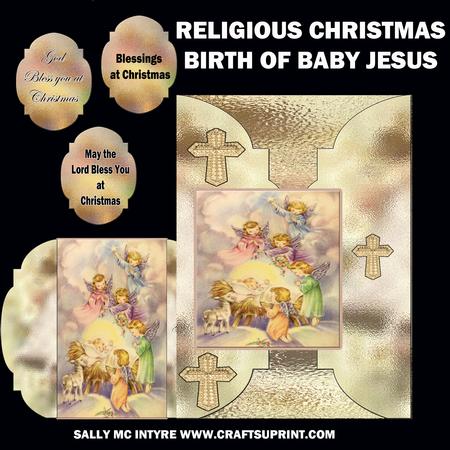 Religious Christmas , Birth of Baby Jesus with Stand