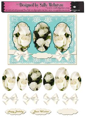 White Roses,ribbon and Bows