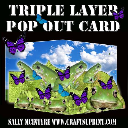 Triple Layer Pop Out Card Frogs with Sky