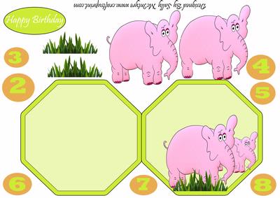 Elephant Birthday Numbers from 2 to 8