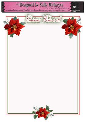 Christmas Letterhead Holly and Poinsettia