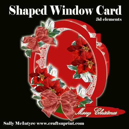 Shaped Window Card Poinsettia,lace and Bows with 3D Elements
