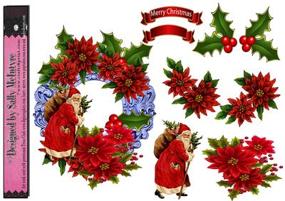 Over the Edge Centre Cutout Christmas Vintage Santa and Po