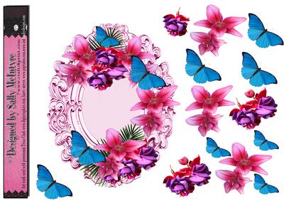 Over the Edge Oval Lilies and Fuschia