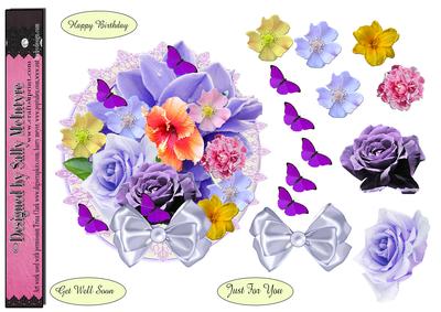 Lilac Over the Edge Purple Floral and Butterflies