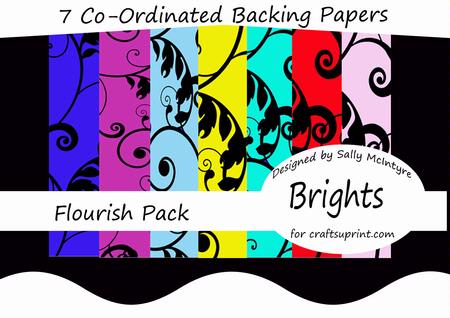 Kit No 1- 7 Co Ordinated Brigh Flourishes Perfect for Your Cards