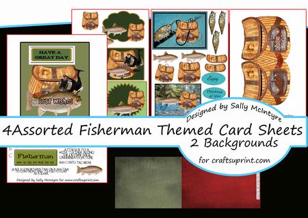 4 Assorted Fishermans Cards with 2 Backgrounds