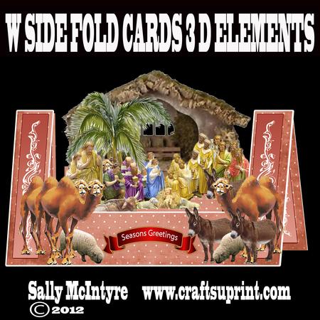 W Side Fold Nativity Dimensional Stunning Christmas Card