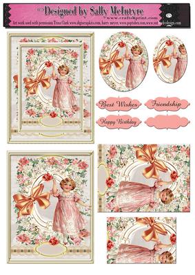Vintage Girl, Many Uses ,2 Card Sheet