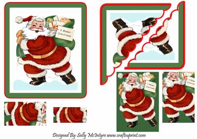 Santa Fancy Edge Cross Pyramid and Pyramid Card