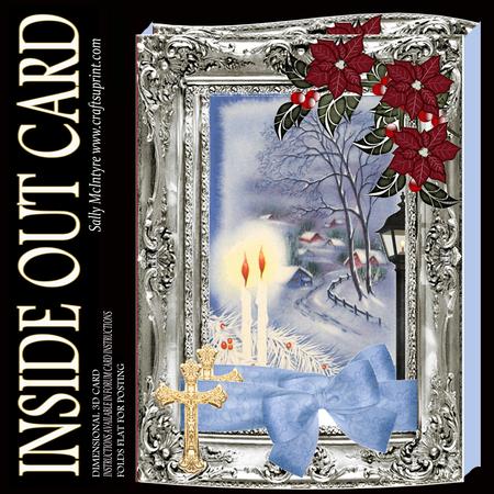 Inside Out Card Blue Christmas Candles Easy Instructions