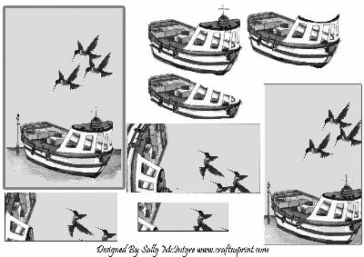 A Sailing We Will Go 2 Card Sheet Black and White