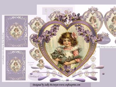 Blueberry Lady Kit 3 Card Sheets with Assorted Greetings, and 3 Background Sheets