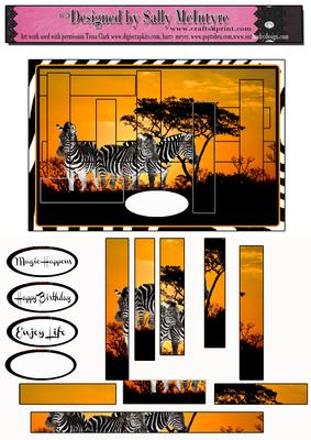Zebras in the Wild Sunset,intertwined Pyramid