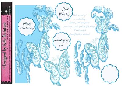 Butterfly Aqua Cut Away Card Multiple Greeting