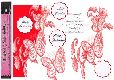 Butterfly Red Cut Away Card Multiple Greeting