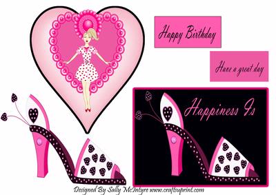 Happiness is Have a Great Day Happy Birthday All About Pink Quick Cards