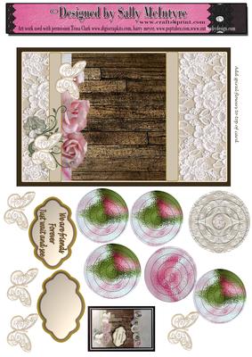 Spiral Handmade Flowers Vintage Olde World Lace and Roses
