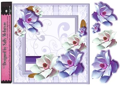 Purple Lace Frame with Magnolias