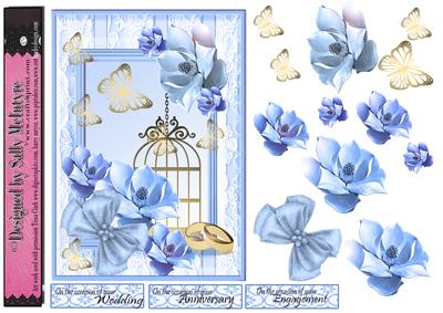 Oblong Formal Blue 3D Wedding,engagement or Anniversary