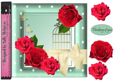 Thinking of You Green with Red Roses
