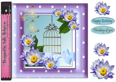 Purple and Aqua Waterlillies and Bows