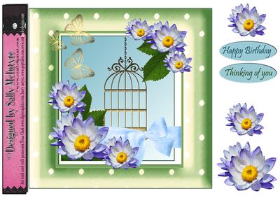 Lime and Aqua Waterlillies and Bows