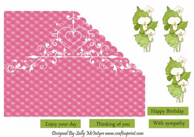 Corner Fold Card Floral Happy Birthday Thinking of You with Sympathy Enjoy Your Day