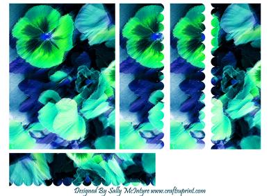 Watercolour Pansy Side Stacker Blues and Greens