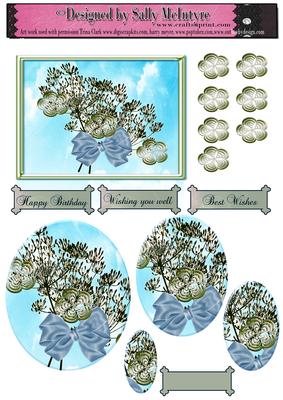 Blue Floral 2 Card Sheet