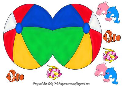 At the Beach Ball with Fish to 3D Onto Your Card