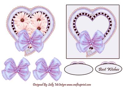 Pink and Mauve Sweet and Pretty 2 Card Toppers with 3D Bows Makes a Beautiful Card
