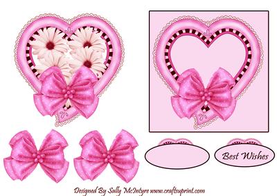 Hot Pink Sweet and Pretty 2 Card Toppers with 3D Bows Makes a Beautiful Card