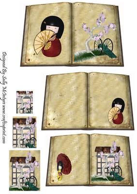 Japenese Geisha Girl Book Pyramid First Page