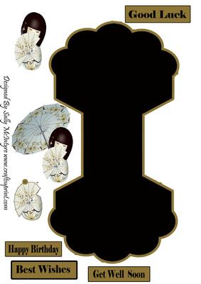Rocker Card Step by Step Black Japenese Geisha