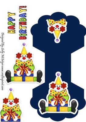 Happy Birthday Clown Rocker Card Navy